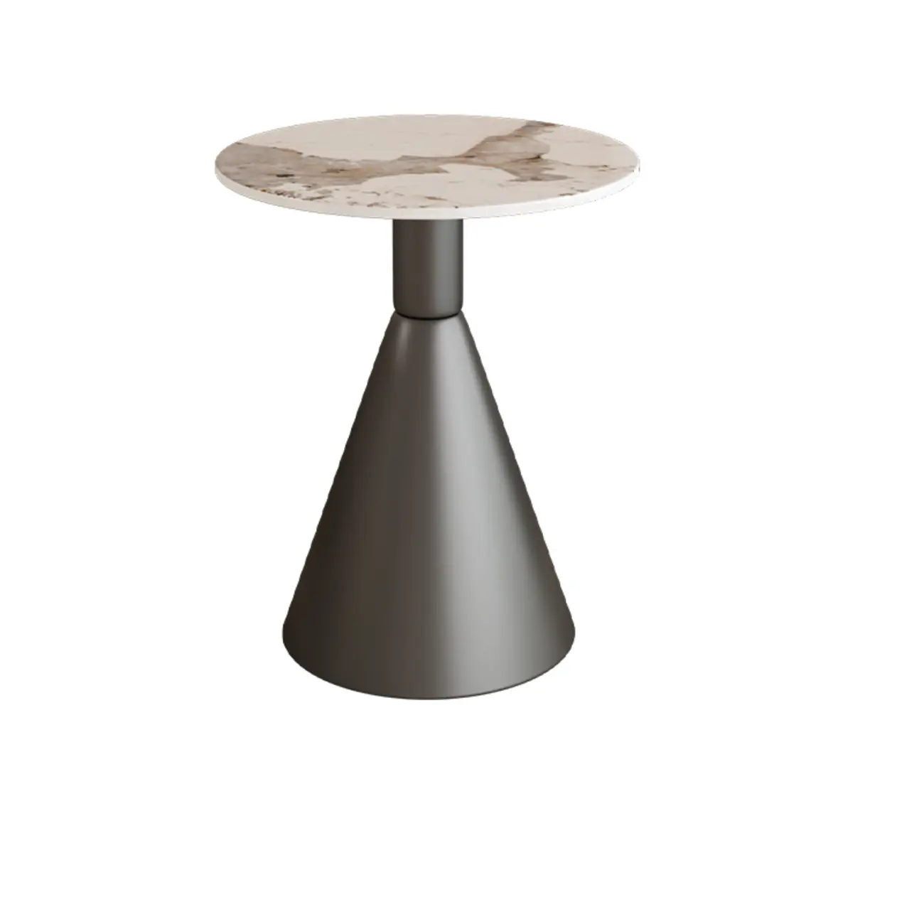 Modish Stone Round End Table with Metal Base