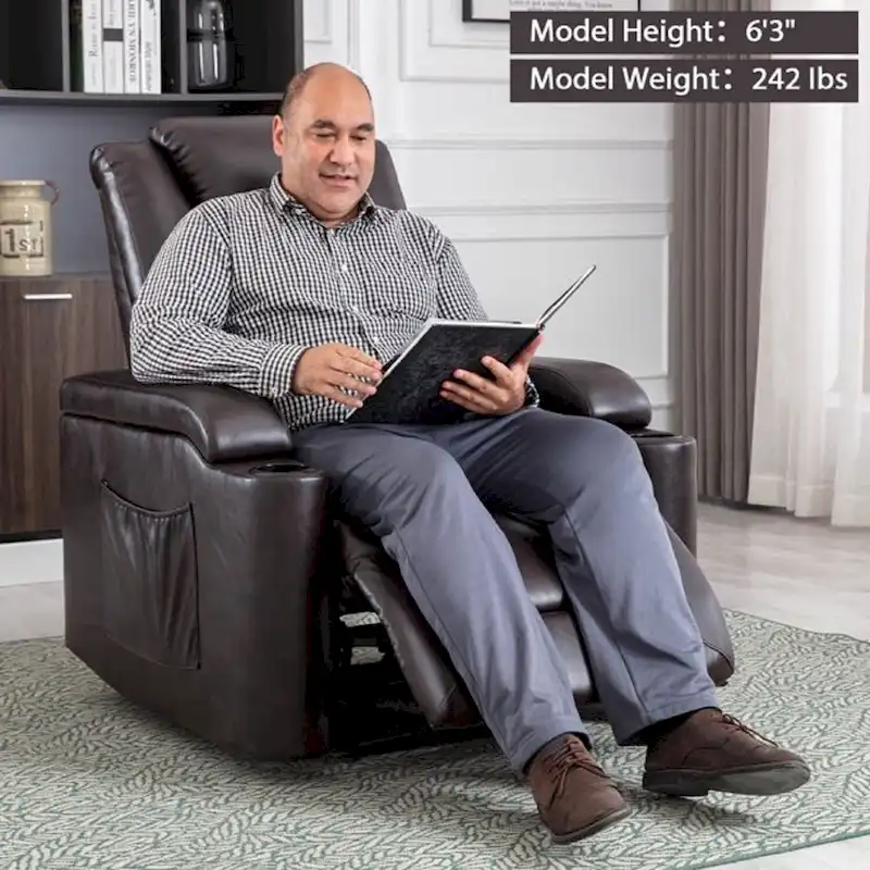 Power Leather Recliner Chair Home Theater Seating Soft