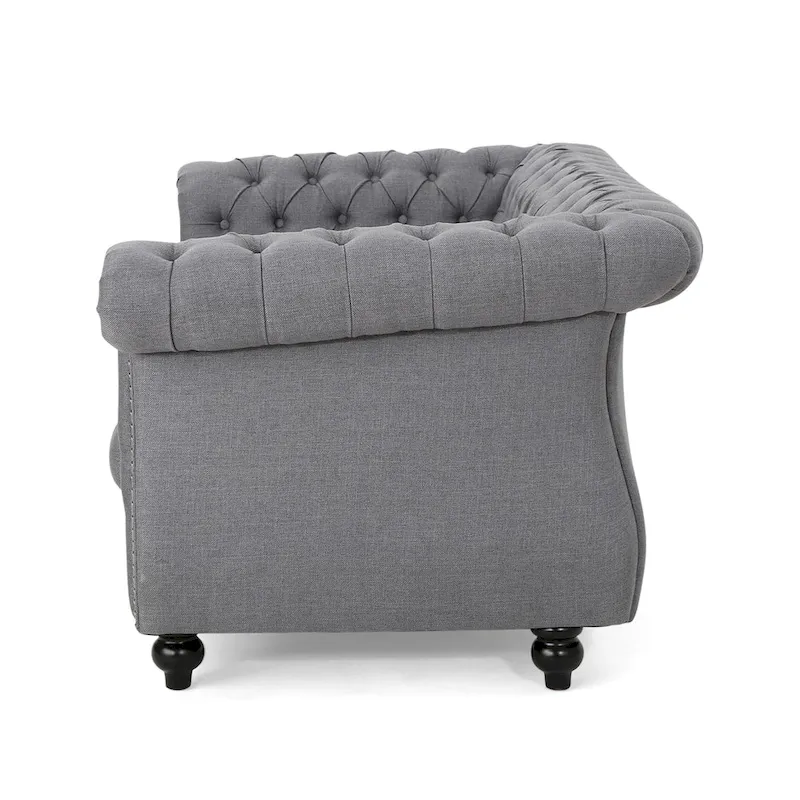 Somerville Upholstered Chesterfield Nailhead Loveseat by Christopher Knight Home