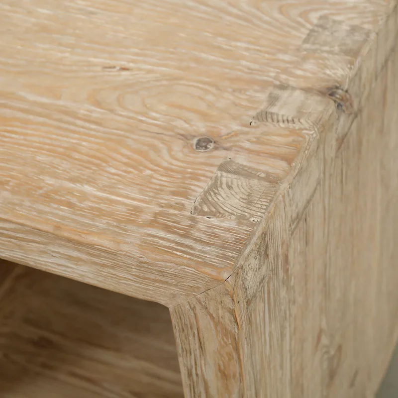 Artissance Capri Waterfall Side Table with Shelf Weathered Natural 22x22x24H