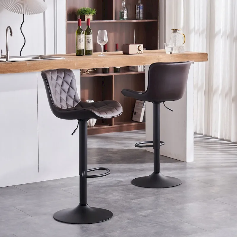 Bar Stools Set of 2 Adjustable Swivel Bar Chairs Modern Counter Stools