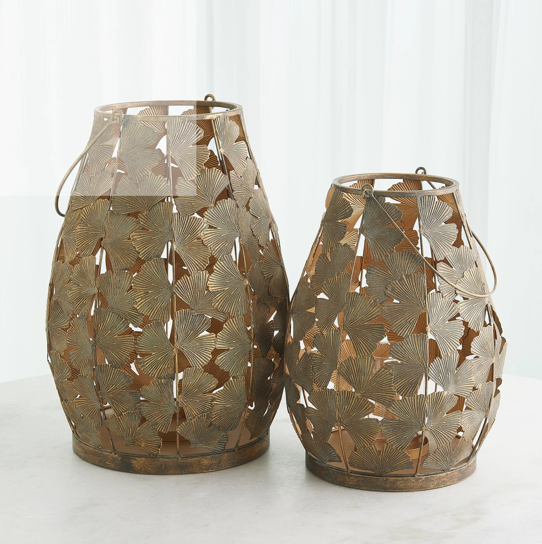 GINKGO LEAF LANTERNS-BRONZE