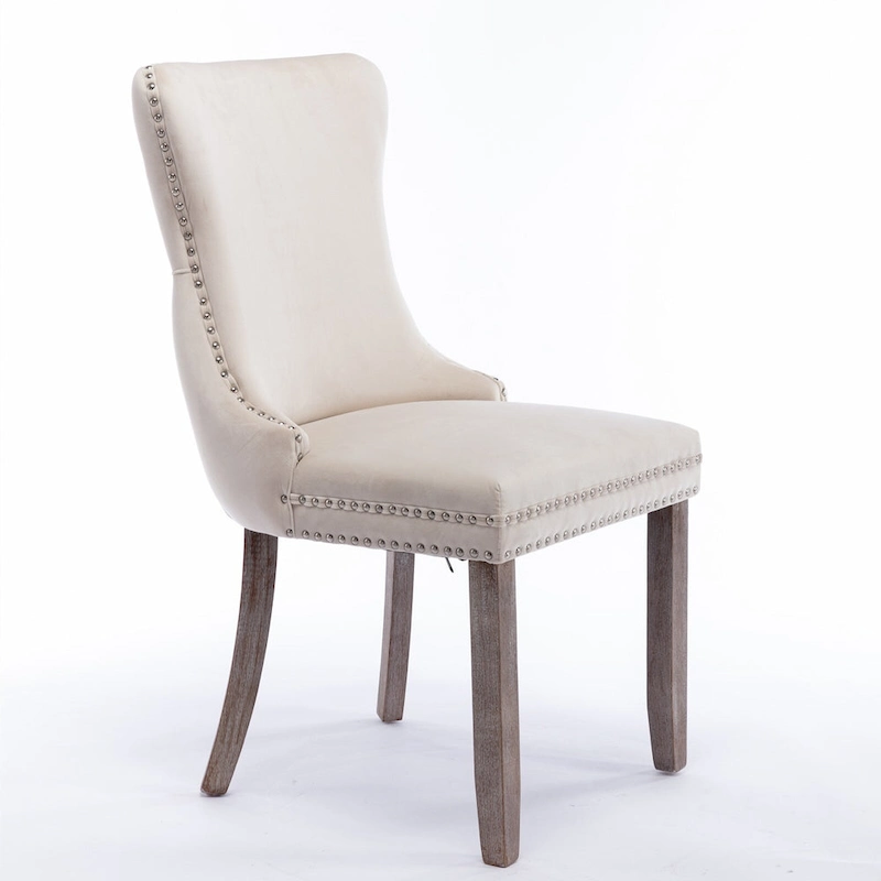 Wing-Back Dining Chair with Backstitching Nailhead Trim