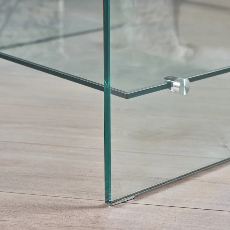 Ramona Square Glass Coffee Table with Shelf