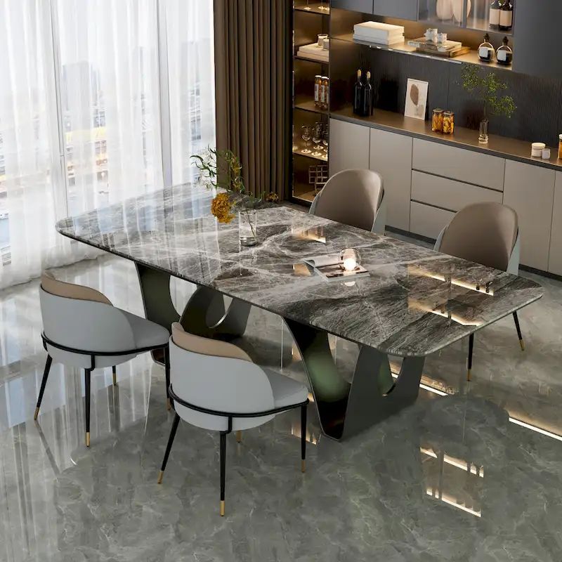 Set of 2 Microfiber Leather Upholstered Dining Chairs with Metal Legs - 20x21x32