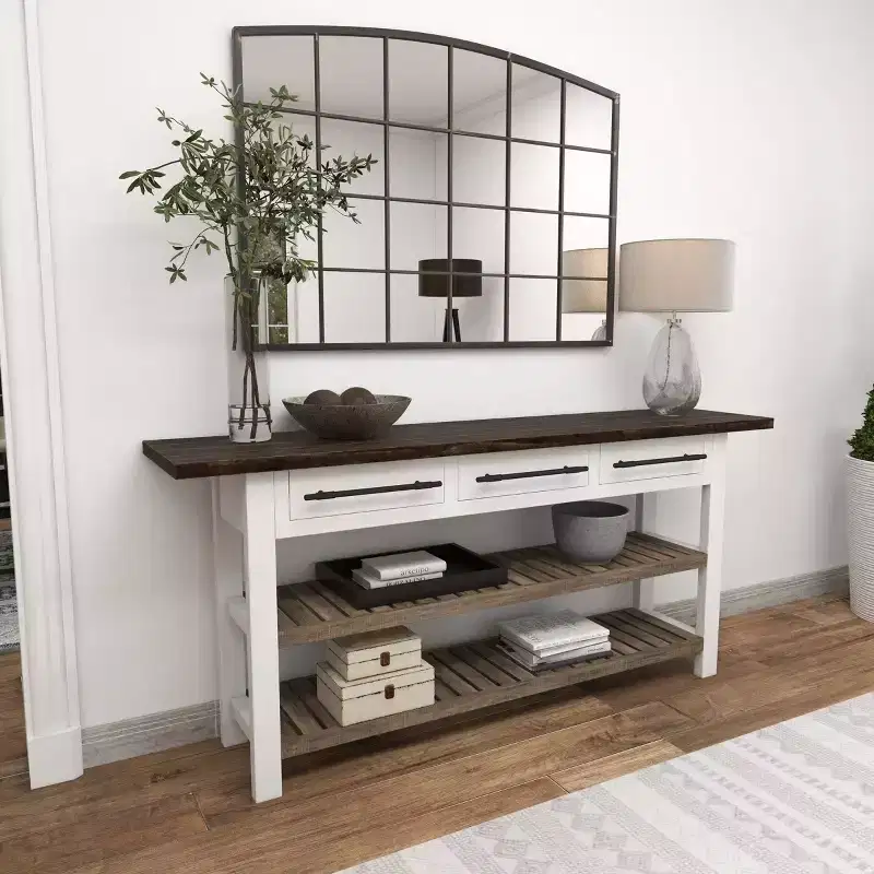 Farmhouse Wood Rectangle Console Table White - Olivia & May