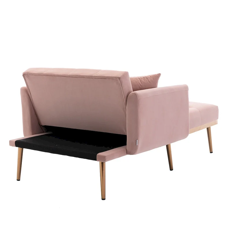 Pink 62.2 Upholstered Chaise Lounge Chair with Iron Legs