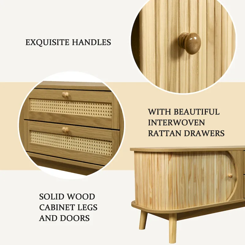 Modern Farmhouse Rattan TV Stand