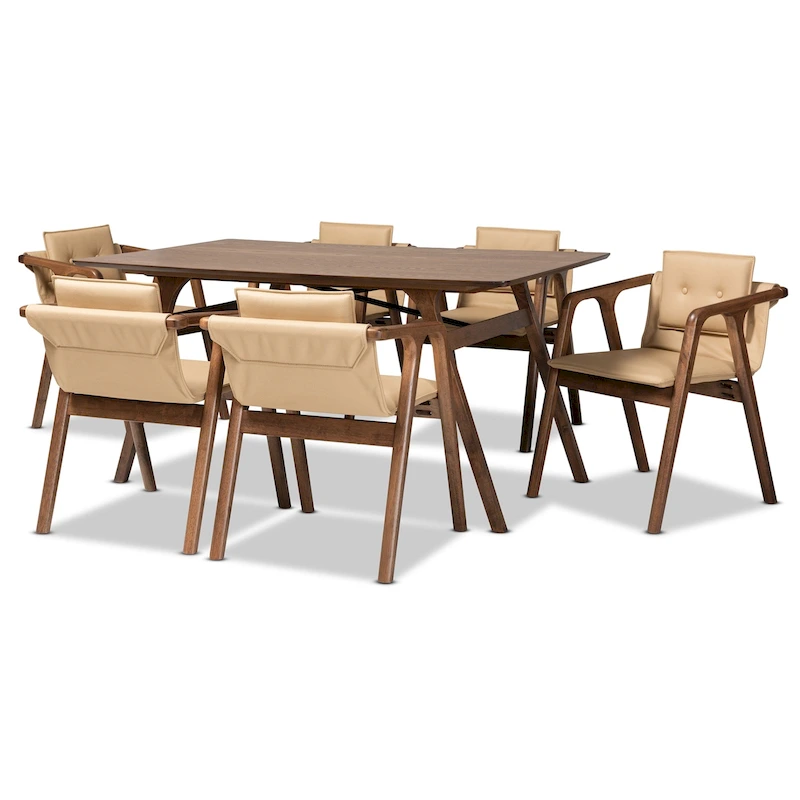 Marcena Mid-Century Modern 7-Piece Dining Set