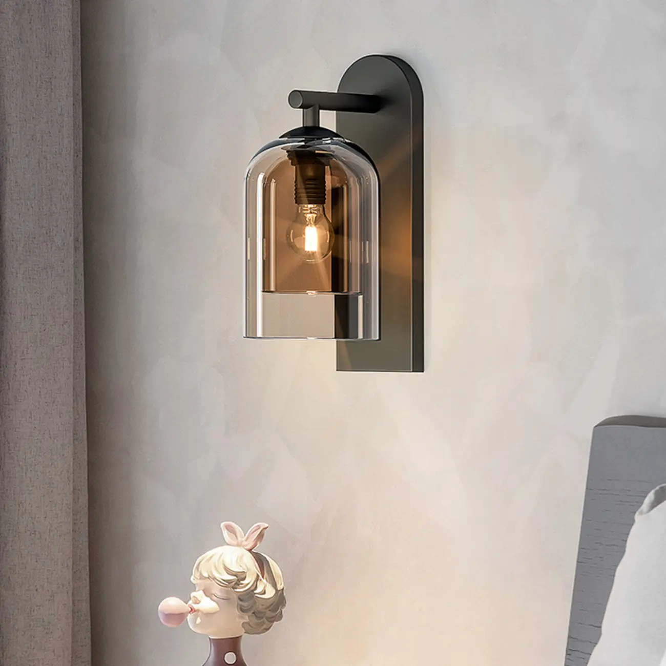 1-Light Double Shade Glass Ambient Wall Sconce