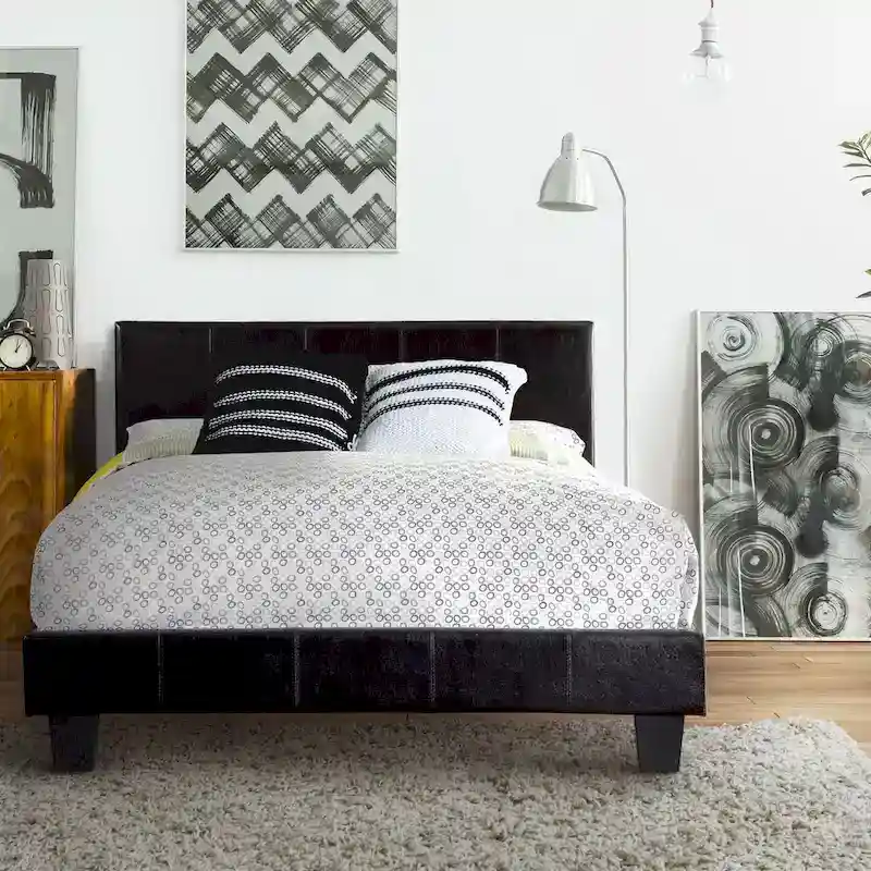 Anita I Contemporary Faux Leather Upholstered Platform Bed