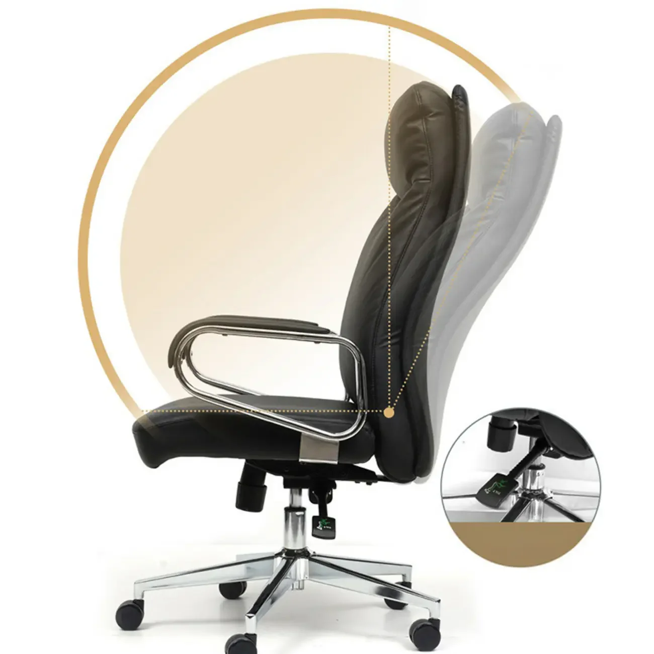 Modern Black Leather Upholstered Adjustable Swivel Office Chair