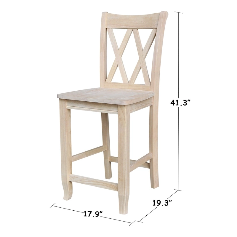 International Concepts Unfinished Double X-back Stool