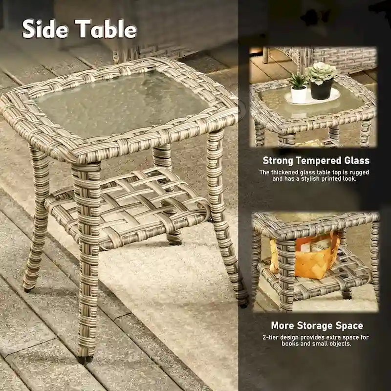 XIZZI 6-piece Patio Wicker Furniture Set with Fire Pit Table