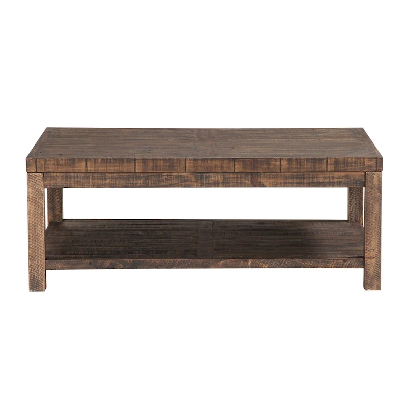 Wooden Coffee Table with One Shelf, Taupe Brown