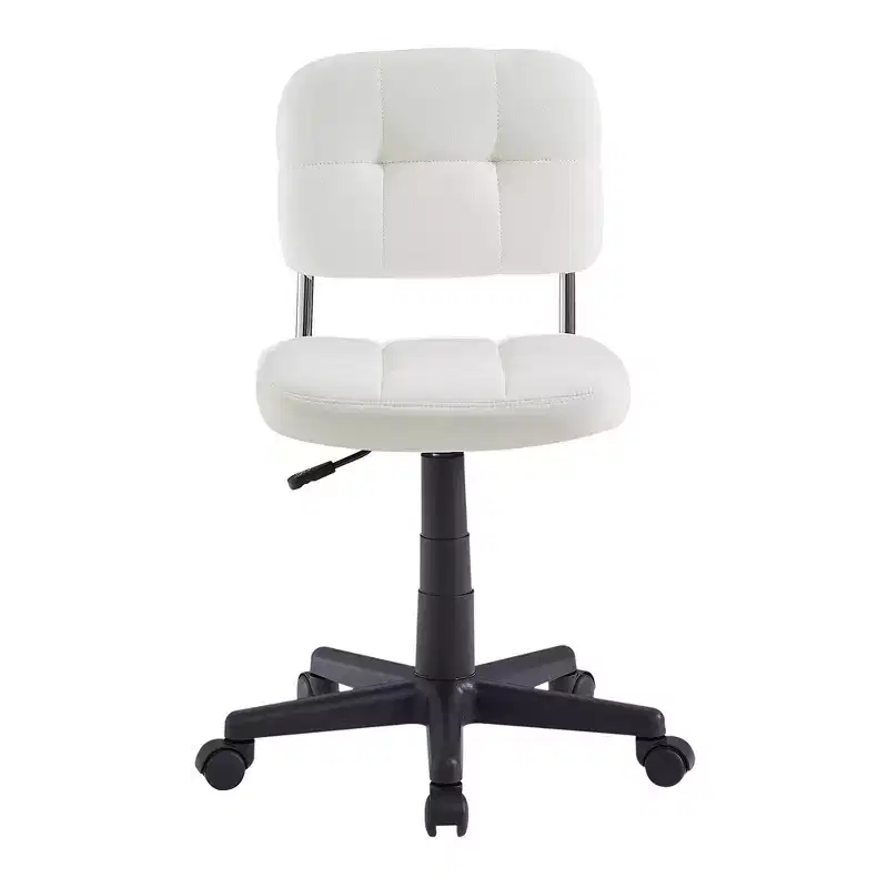 Gray / White Armless Swivel Office Chair, Height Adjustable, Seats 1