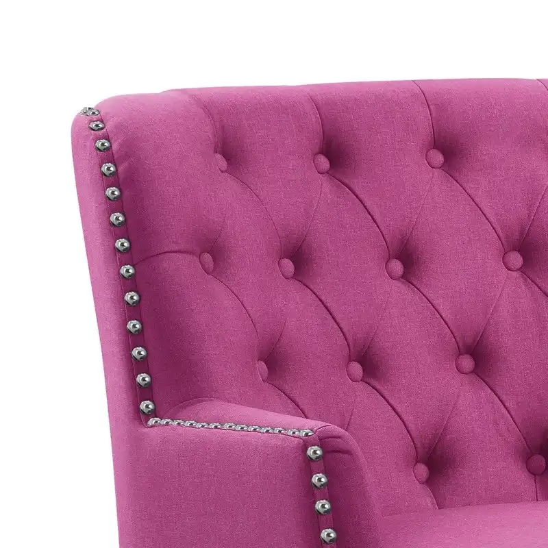 Moser Bay Mignon Velvet / Linen 30 Wide Tufted Wingback Accent Chair