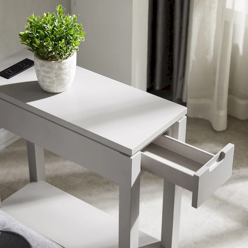 Leick Home Charging Cade Wood Side Table with Drawer