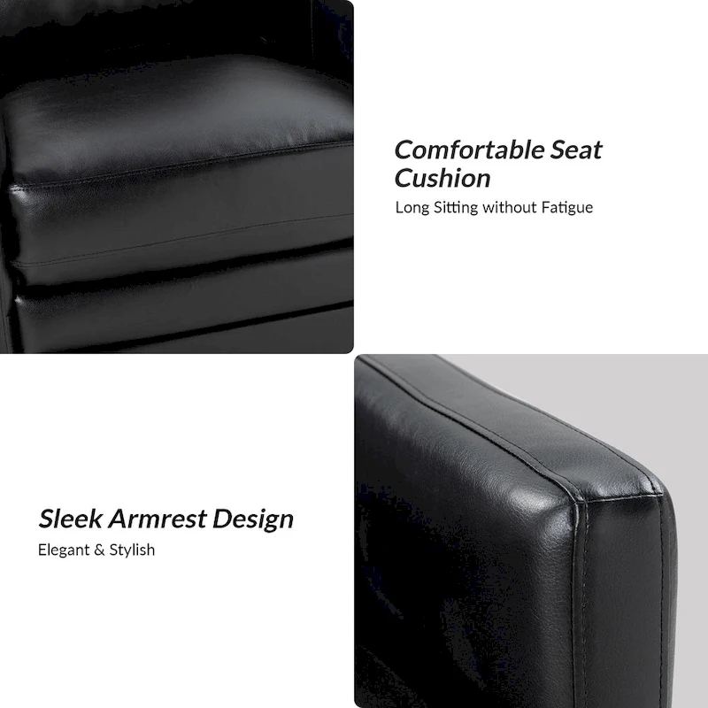 Terrance Transitional Swivel Faux Leather Barrel Accent Chair with Metal Base