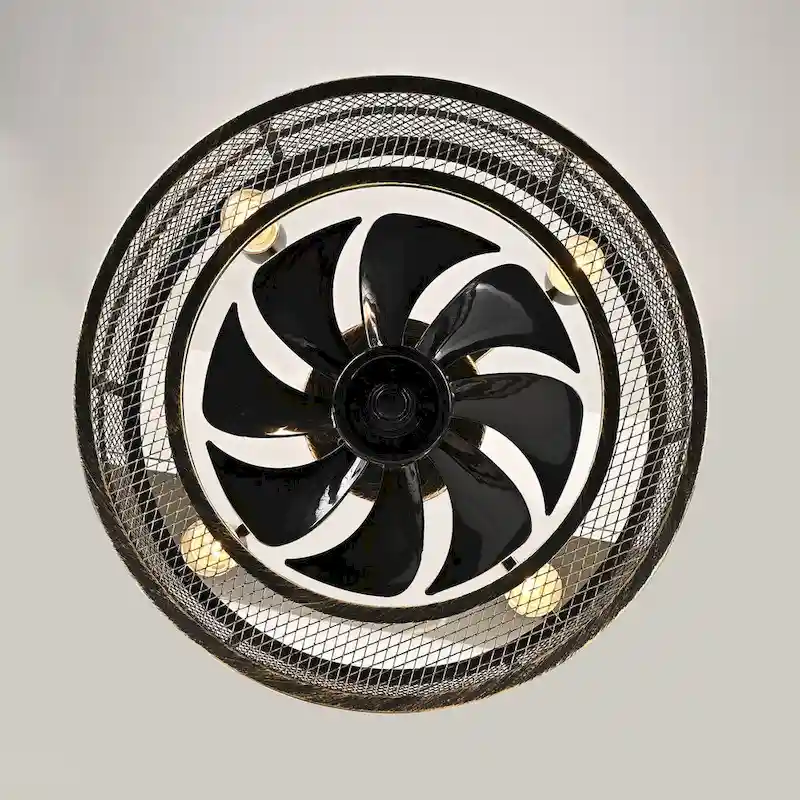 18  Industrial Style Ceiling Fan with Lights and Remote - Antiqued Brass