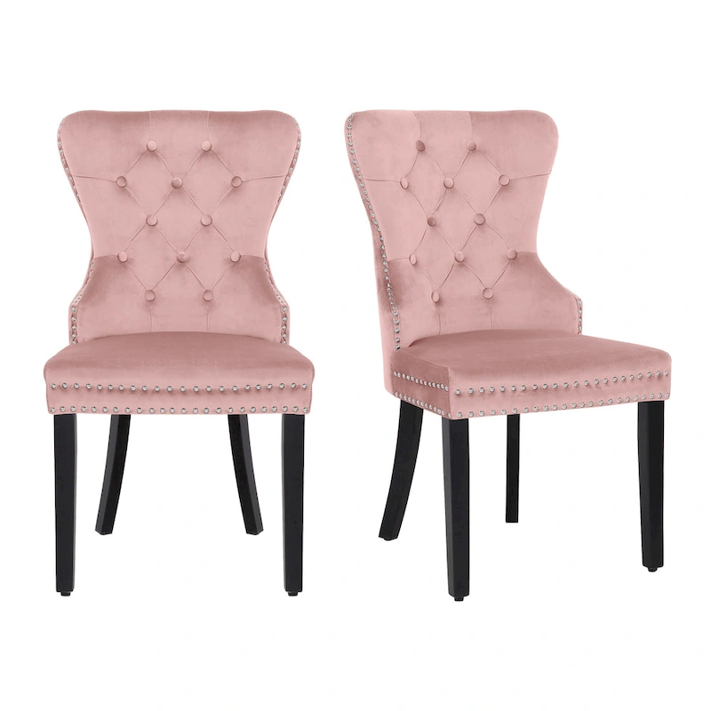 Grandview Tufted Upholstered Dining Chair (Set of 2) with Nailhead Trim and Ring Pull