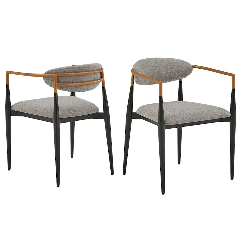 Mid-century Dining Chair with Two-tone Copper & Black Finish (Set of 2)