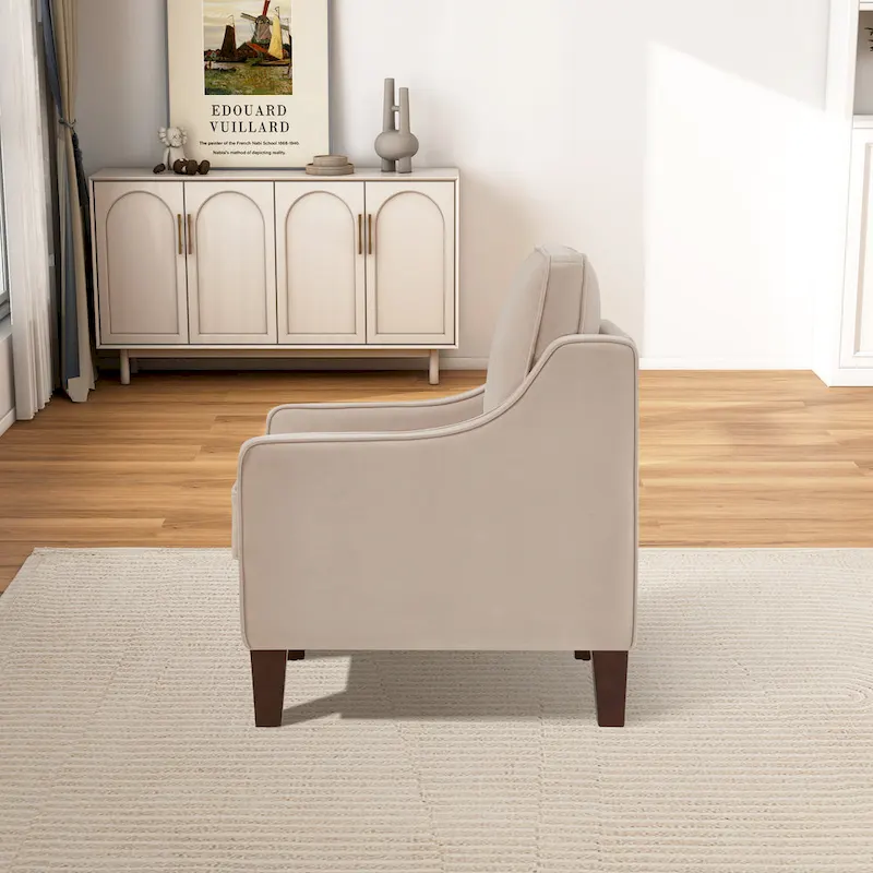 Modern Velvet Upholstered Accent Chair Single Sofa Armchair