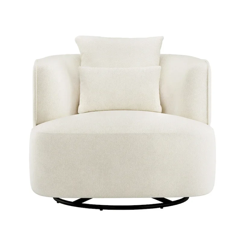 LUE BONA 2 Set Swivel Accent Armchair Fabric Blend, Modern Barrel Living Room Sofa Chair - 32.7 W x 32.7 D x 26.8 H