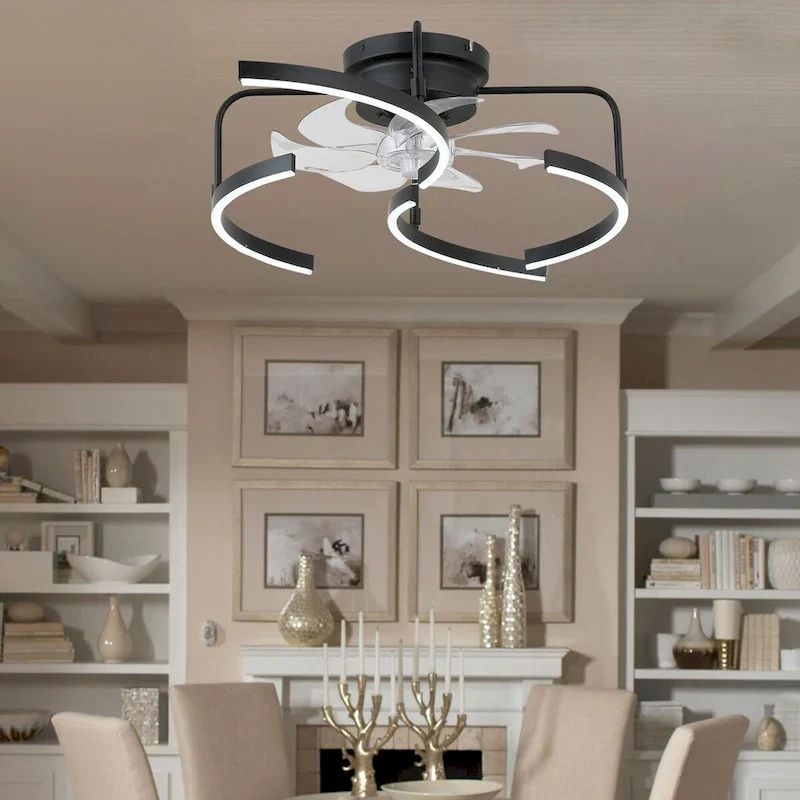 Cusp Barn 20-Inch LED 6-DIY Shape Smart Ceiling Fan With Light, 6-Speed Reversible Ceiling Fan Light With Remote Control