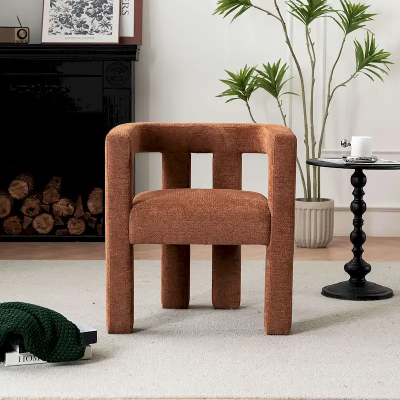 Set of 1 Chic design Barrel shaped Fabric Upholstered Accent Armchair