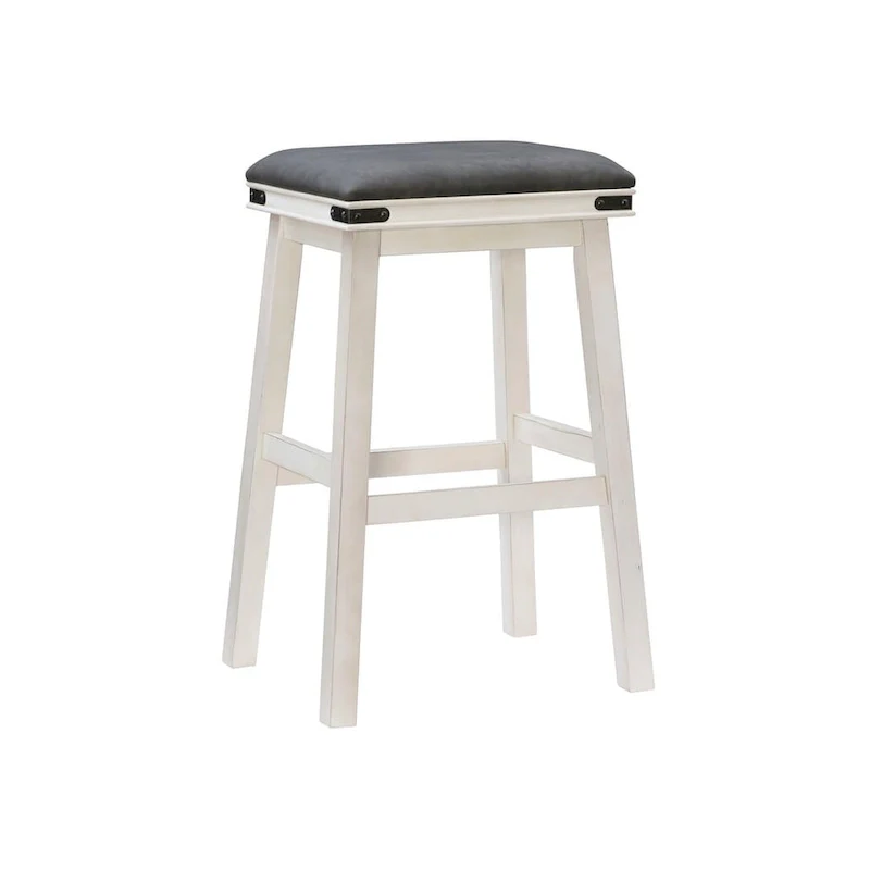 Spenser Rustic Backless Barstool with Faux Leather Seat