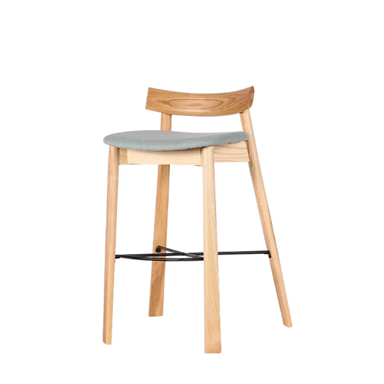 Modern Black Ash Upholstered Saddle Bar Stools