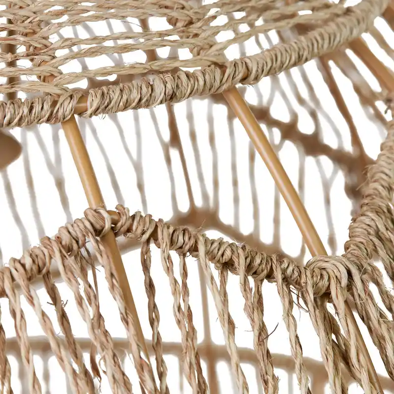 Charlotte River of Goods Metal and Woven Hemp Rope Hanging Pendant Light - 15.5  x 15.5  x 15.75/62.75