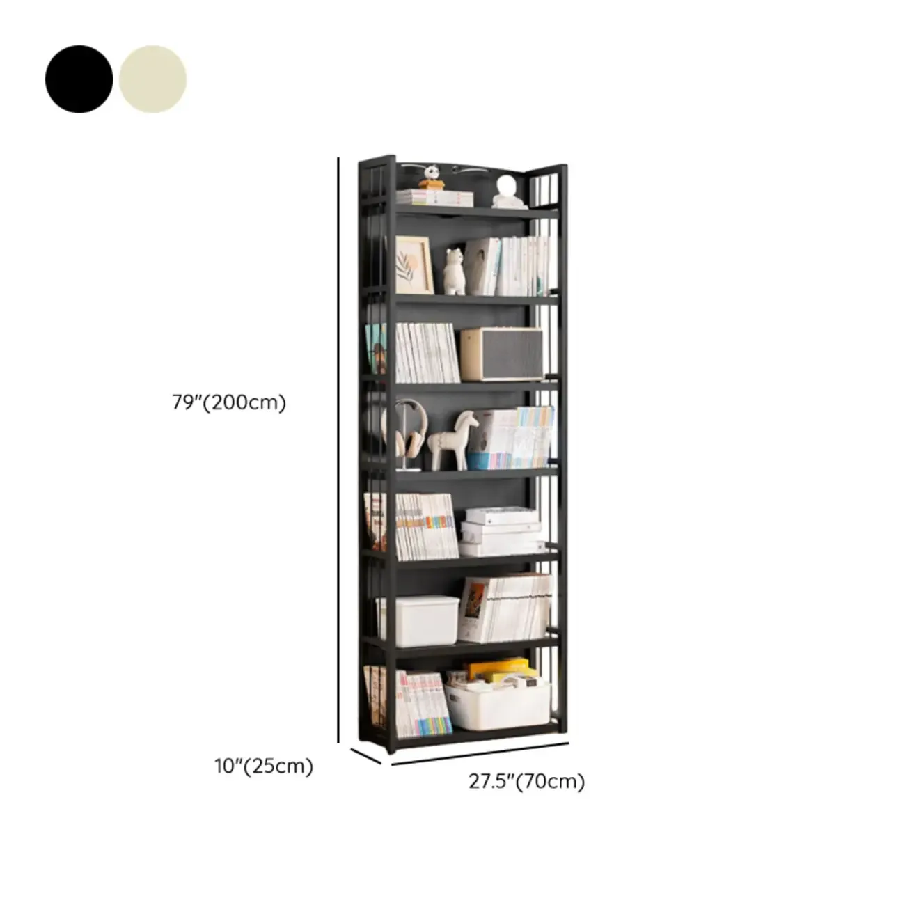Premium Bamboo Modern Black 5-Shelf Open Bookshelf