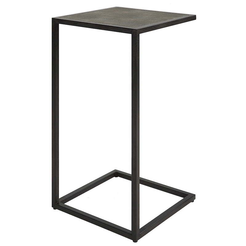 Antique Black Iron and Shagreen Accent Table by Matthew Williams
