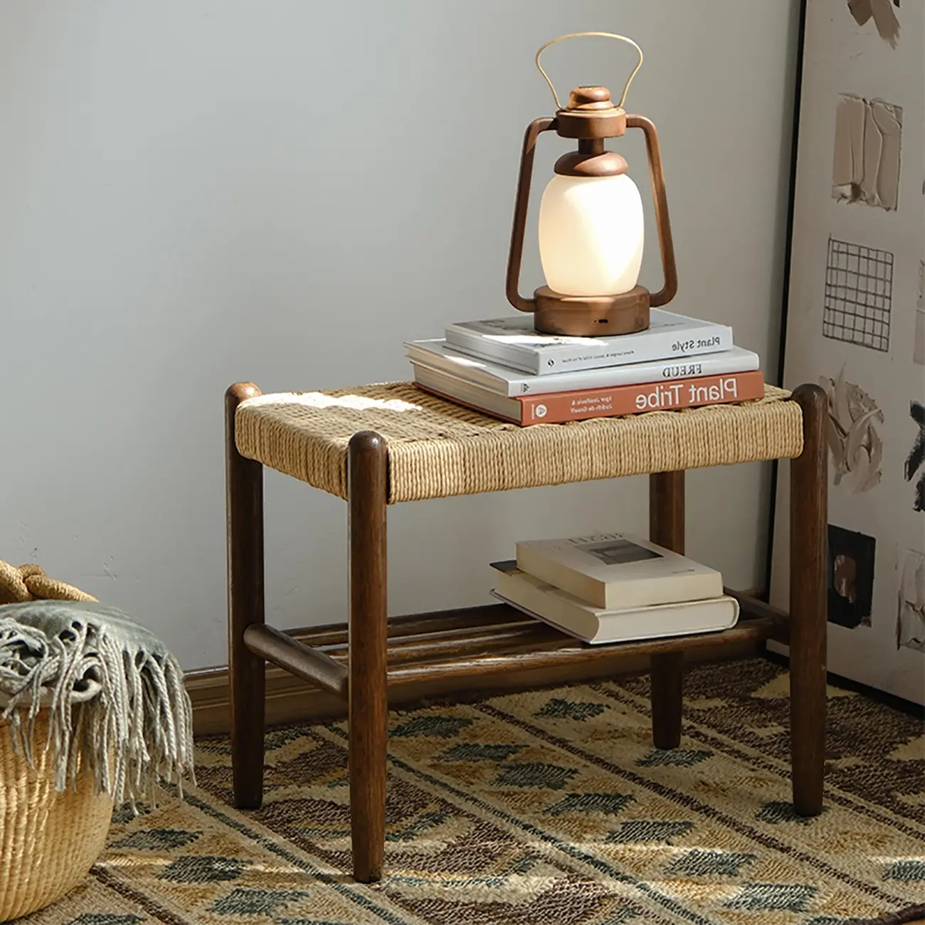 Trendy Cherry Wood Solid Color Indoor Bench Seat with Stockroom Storage