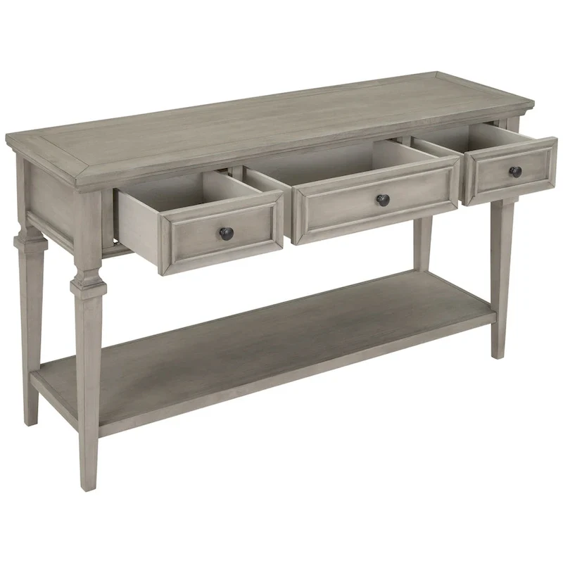Console Table with 3 Drawers - Distressed Finish