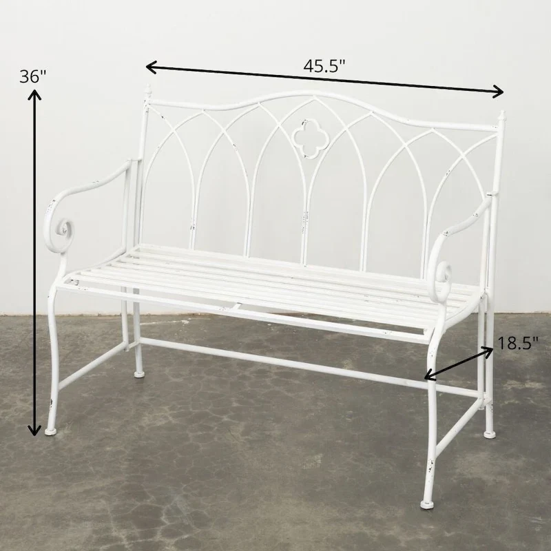 Bright White Metal Garden Bench (36