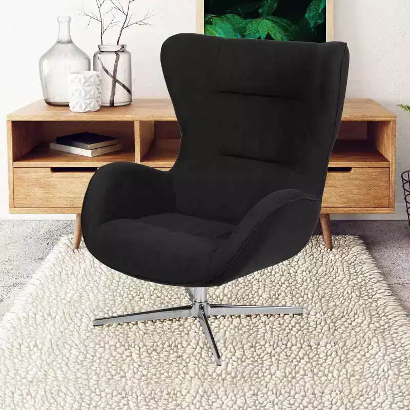 Emma and Oliver Home and Office Retro Swivel Wing Accent Chair
