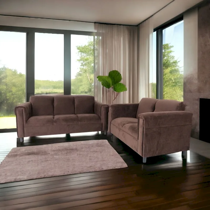 Coast to Coast Sofas Mid Century Modern Loveseat and Sofa Set Solid Wood Frame Upholstered