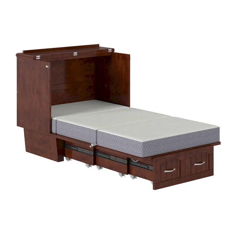 Sydney Twin Murphy Bed Chest with 6 inch Mattress