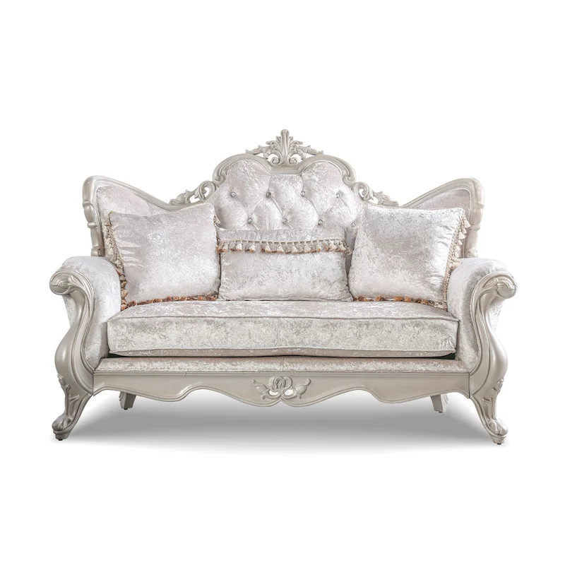 Furniture of America Clarissa Traditional 2-Seater Loveseat with Button Tufted Back and Accent Pillow