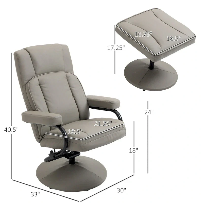 30 High Back Swivel Recliner Chair with Ottoman
