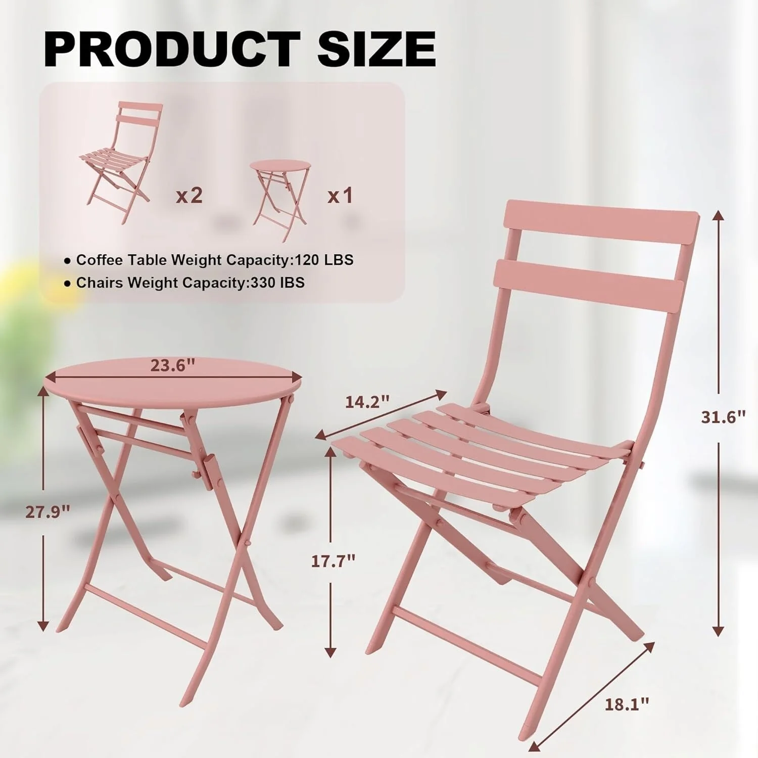 3 Pieces Patio Bistro Sets