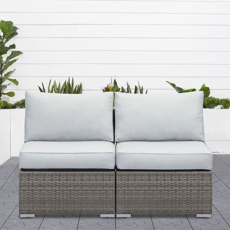 Royalcraft 2 Pieces PE Rattan Wicker Patio Armless Sofas