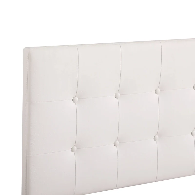 Faux Leather Button Tufted Twin Panel Bed - 77 - White