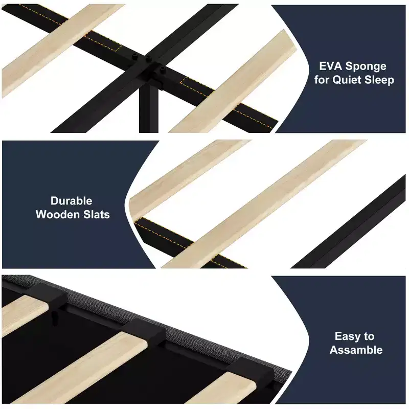 Bed Frame with 4 DrawersFabric Upholstered, Easy Assembly
