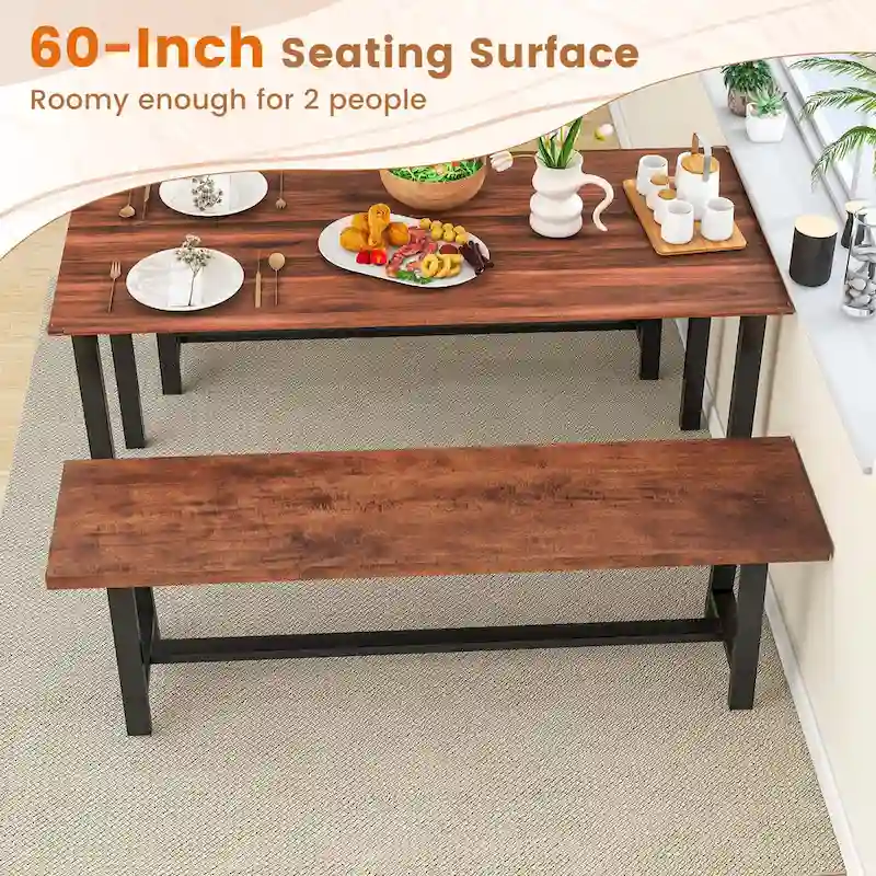 Costway 1/2 PCS 60 Dining Bench 3 Person Entryway Shoe Bench with