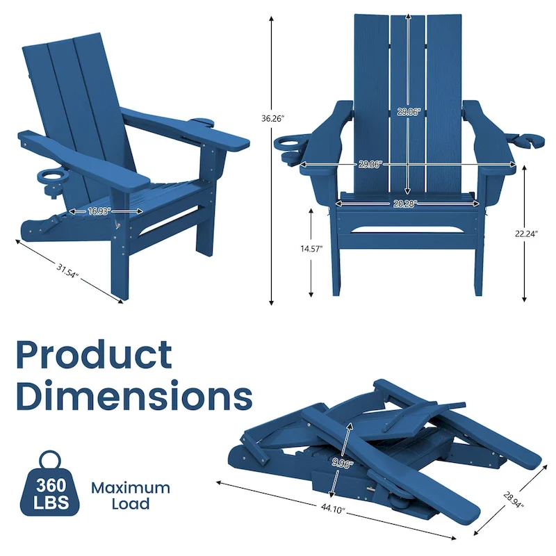 HDPE Modern All weather Adirondack Chairs with Cup-holders