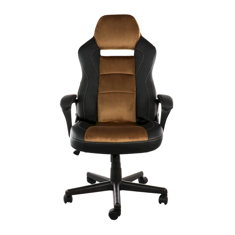 Elama High Back Adjustable Faux Leather Office Chair in Black and Brown
